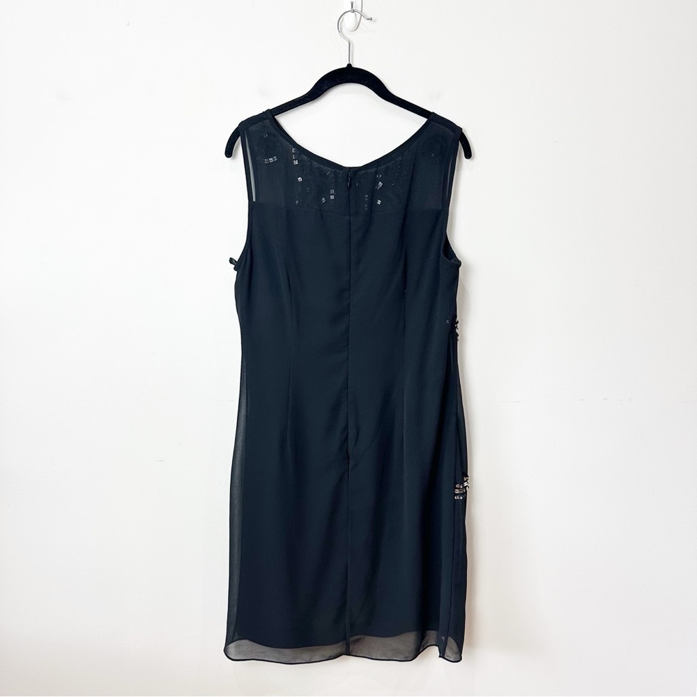 Adrianna Papell Beaded Mosiac Dress Black Silver Sleeveless Cocktail Evening - Picture 4 of 11